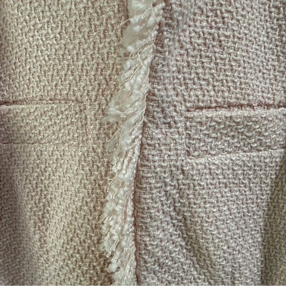 Pink Frayed Edge Fringe Women's Tweed Long Boucle Blazer barbie - Picture 11 of 11